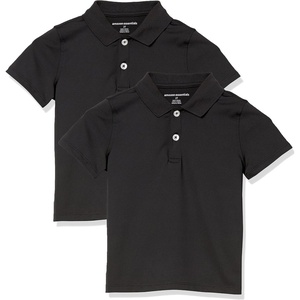 Amazon Essentials boys Short-Sleeve Active Performance Polo Shirts(Black)