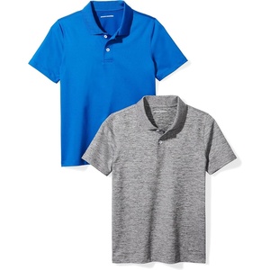 Amazon Essentials boys Short-Sleeve Active Performance Polo Shirts(Cobalt Blue/Grey Space Dye)