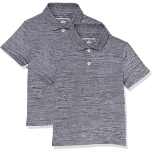 Amazon Essentials boys Short-Sleeve Active Performance Polo Shirts(Grey Space Dye)