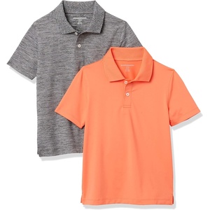 Amazon Essentials boys Short-Sleeve Active Performance Polo Shirts(Orange/Grey)
