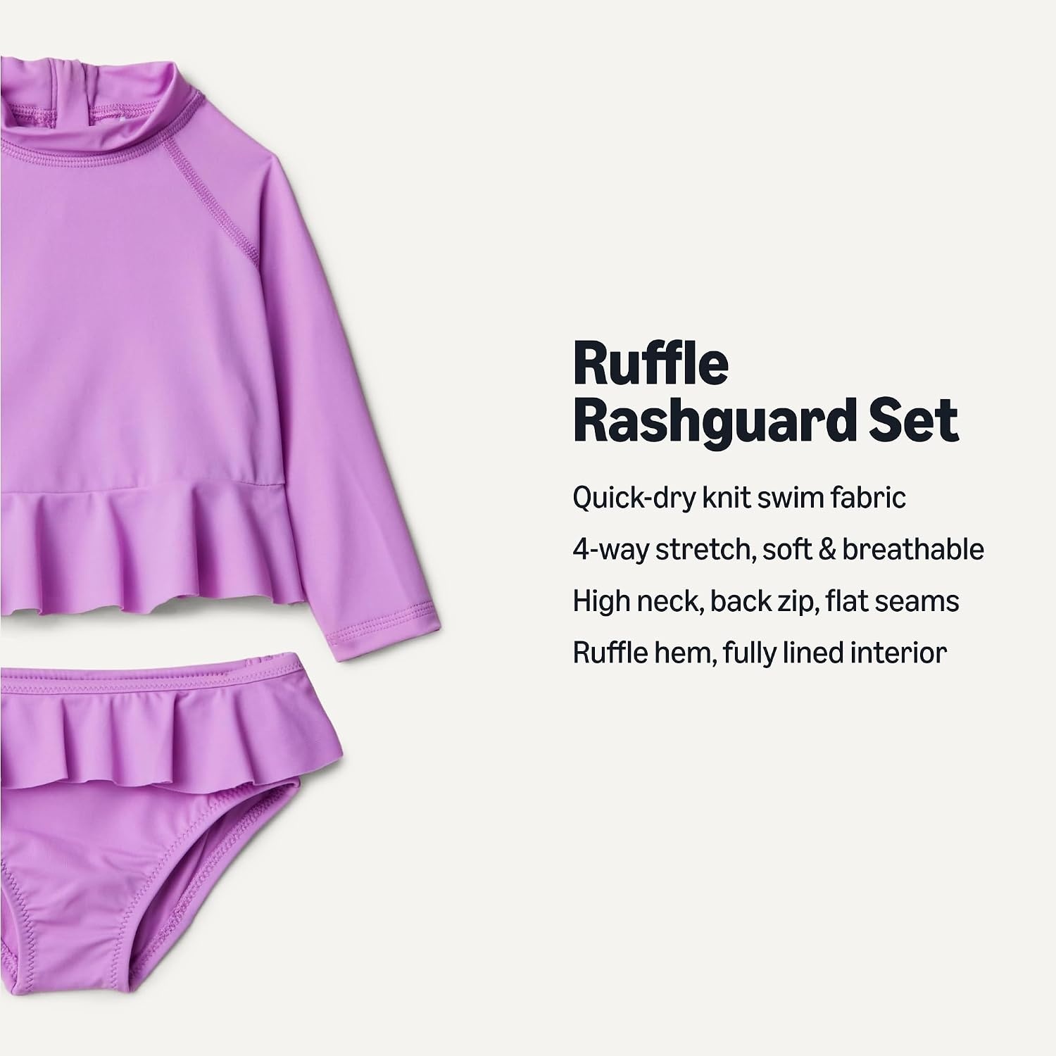 image:imageAmazon Essentials Baby Girls LongSleeve Ruffle Rashguard SetBright Lavender