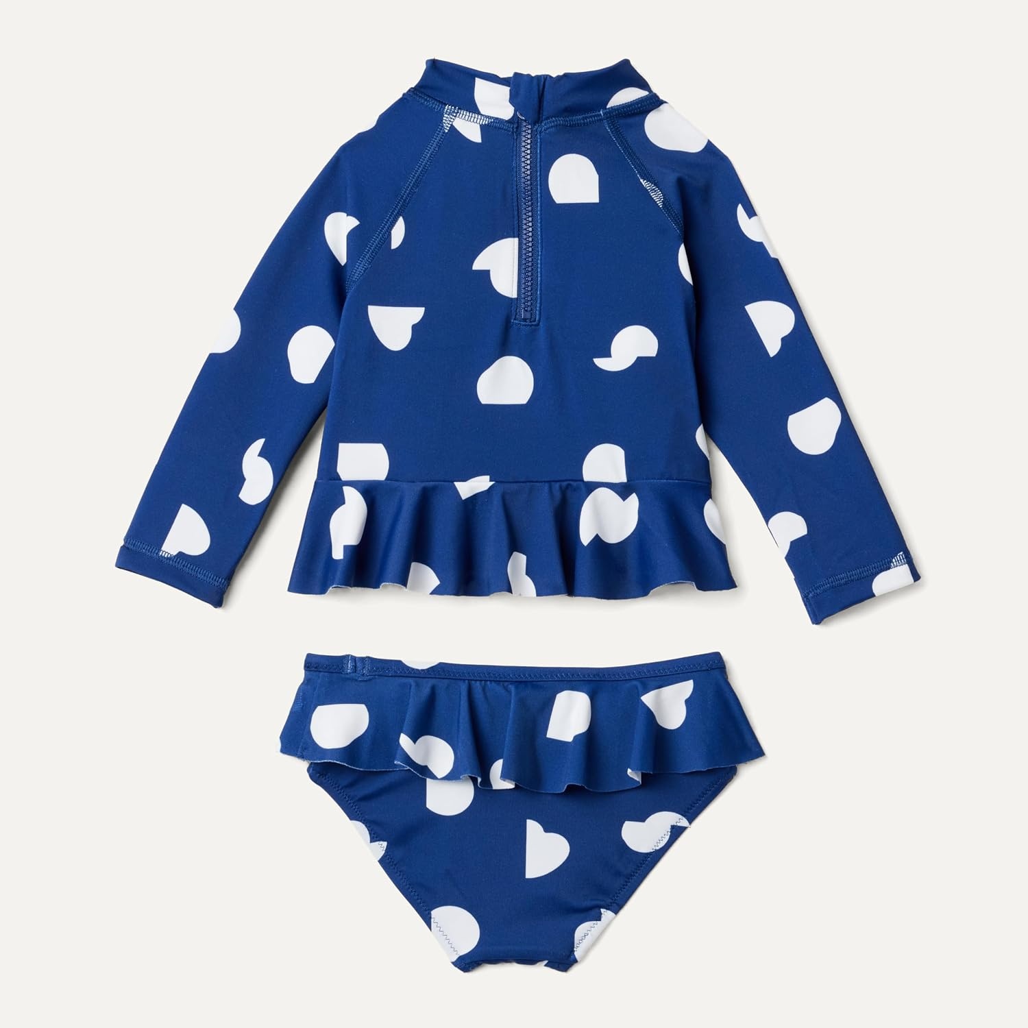 image:imageAmazon Essentials Baby Girls LongSleeve Ruffle Rashguard SetDeep Blue Ivory Abstract Dots