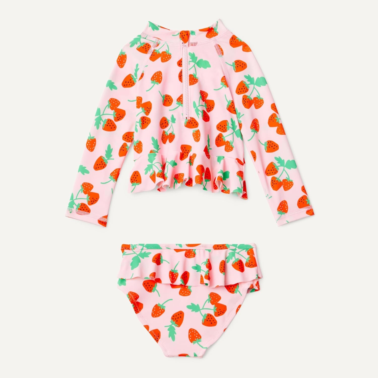image:imageAmazon Essentials Baby Girls LongSleeve Ruffle Rashguard SetPink Tomato Red Strawberries