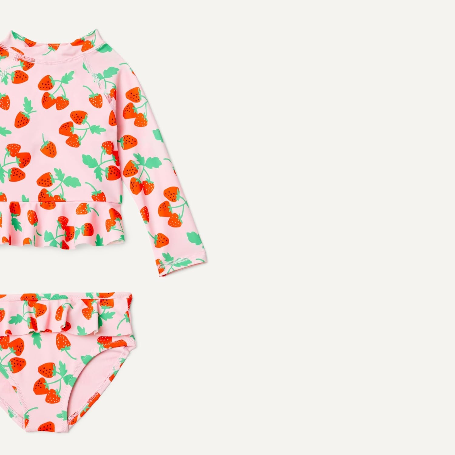 image:imageAmazon Essentials Baby Girls LongSleeve Ruffle Rashguard SetPink Tomato Red Strawberries