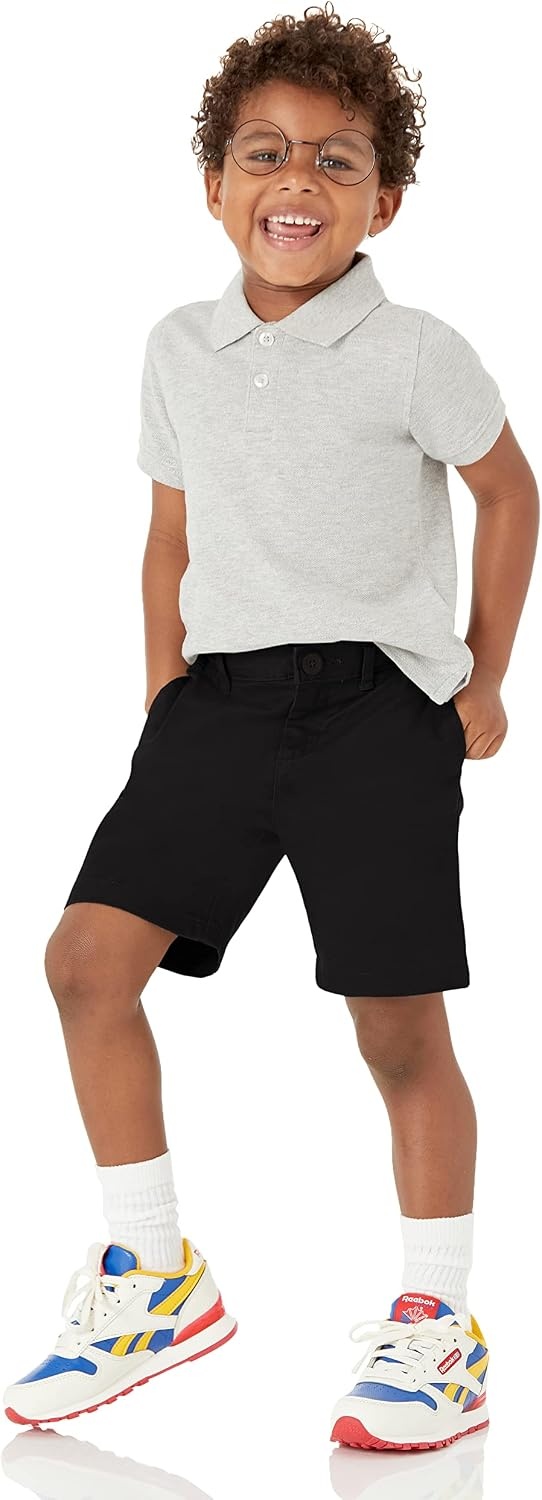 image:imageAmazon Essentials Boys and Toddlers School Uniform Woven FlatFront Shorts with Elastic Waist3pack Black