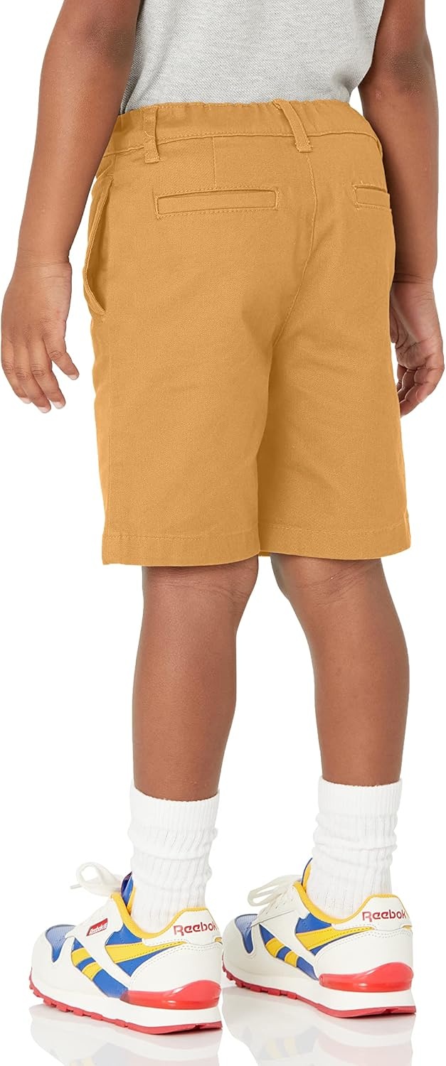 image:imageAmazon Essentials Boys and Toddlers School Uniform Woven FlatFront Shorts with Elastic Waist3pack Dark Khaki