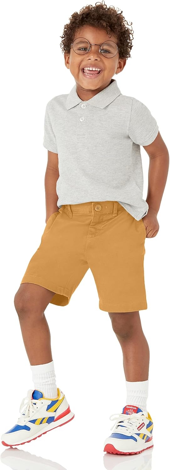 image:imageAmazon Essentials Boys and Toddlers School Uniform Woven FlatFront Shorts with Elastic Waist3pack Dark Khaki