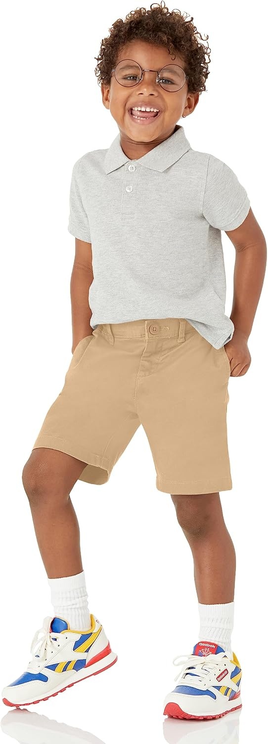 image:imageAmazon Essentials Boys and Toddlers School Uniform Woven FlatFront Shorts with Elastic Waist3pack Khaki