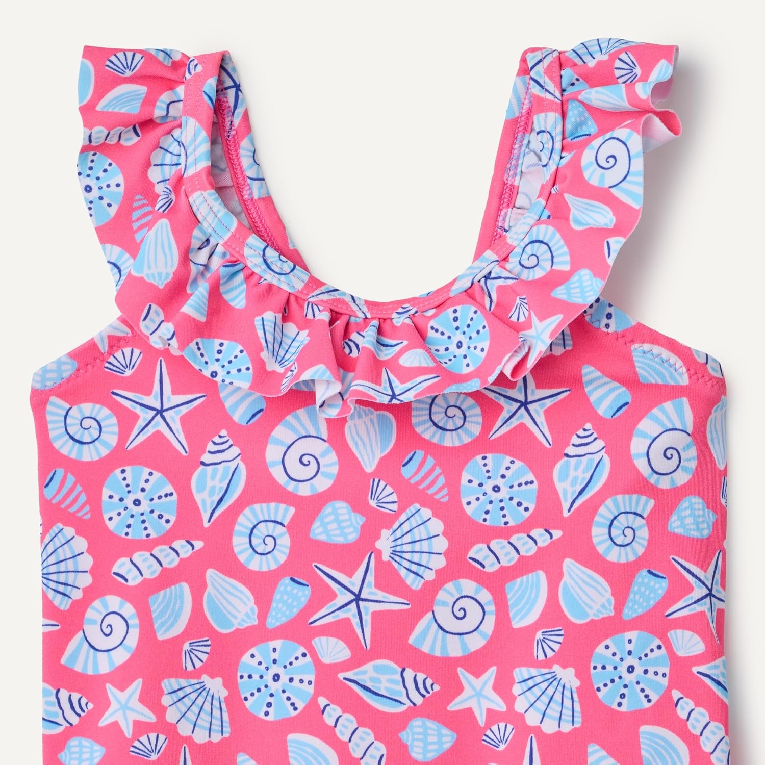 image:imageAmazon Essentials Girls FrillTrimmed OnePiece SwimsuitHot Pink Shells