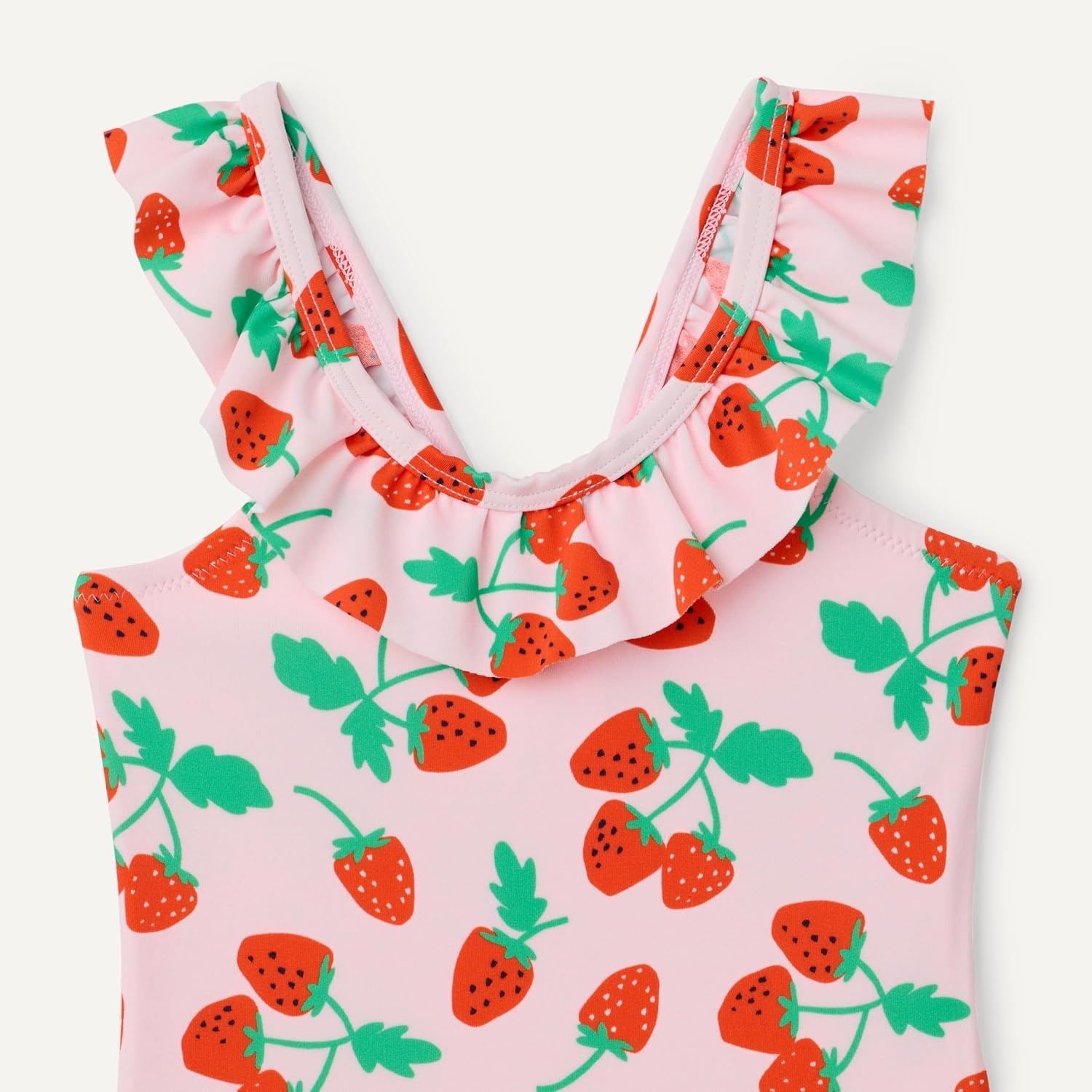 image:imageAmazon Essentials Girls FrillTrimmed OnePiece SwimsuitPink Tomato Red Strawberries