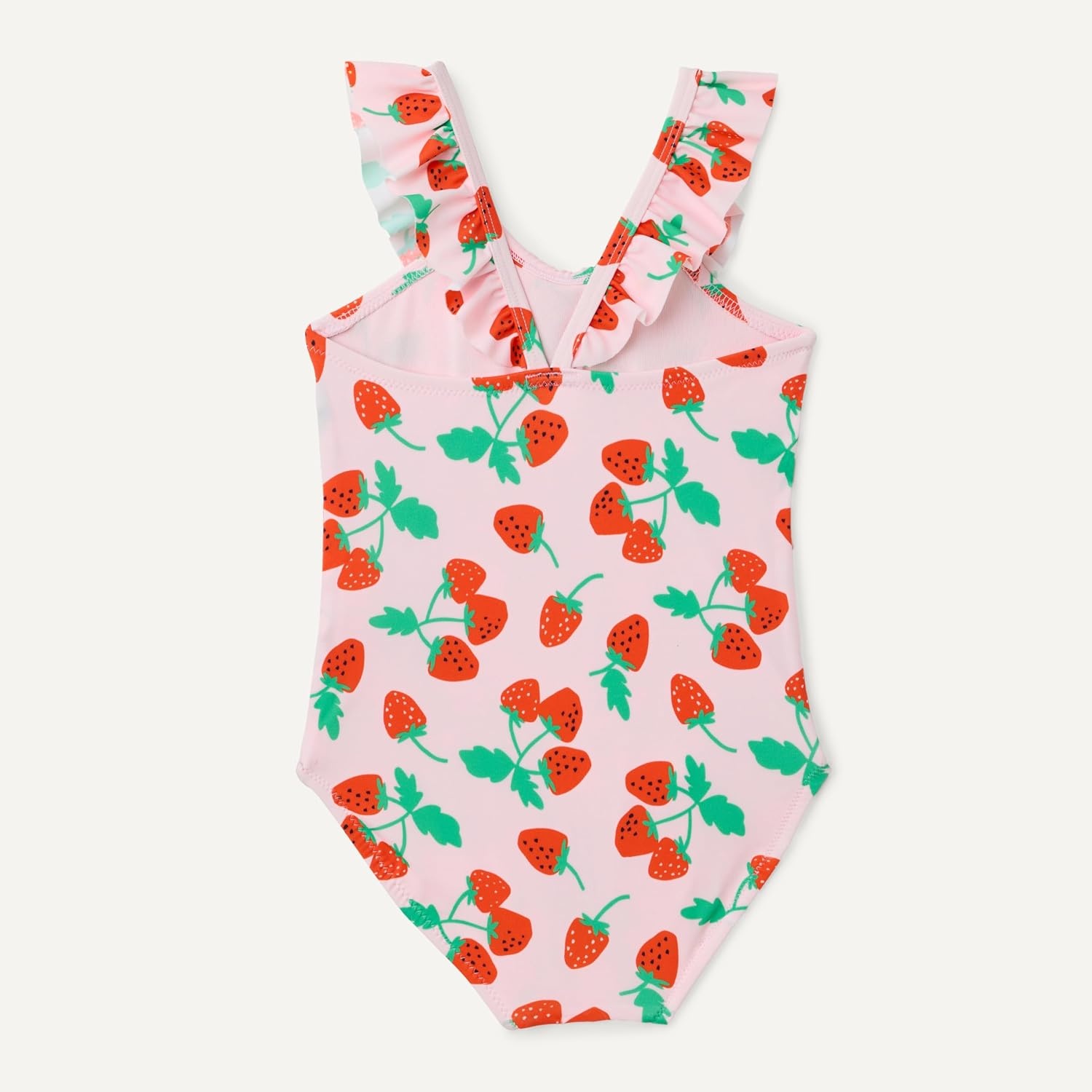 image:imageAmazon Essentials Girls FrillTrimmed OnePiece SwimsuitPink Tomato Red Strawberries