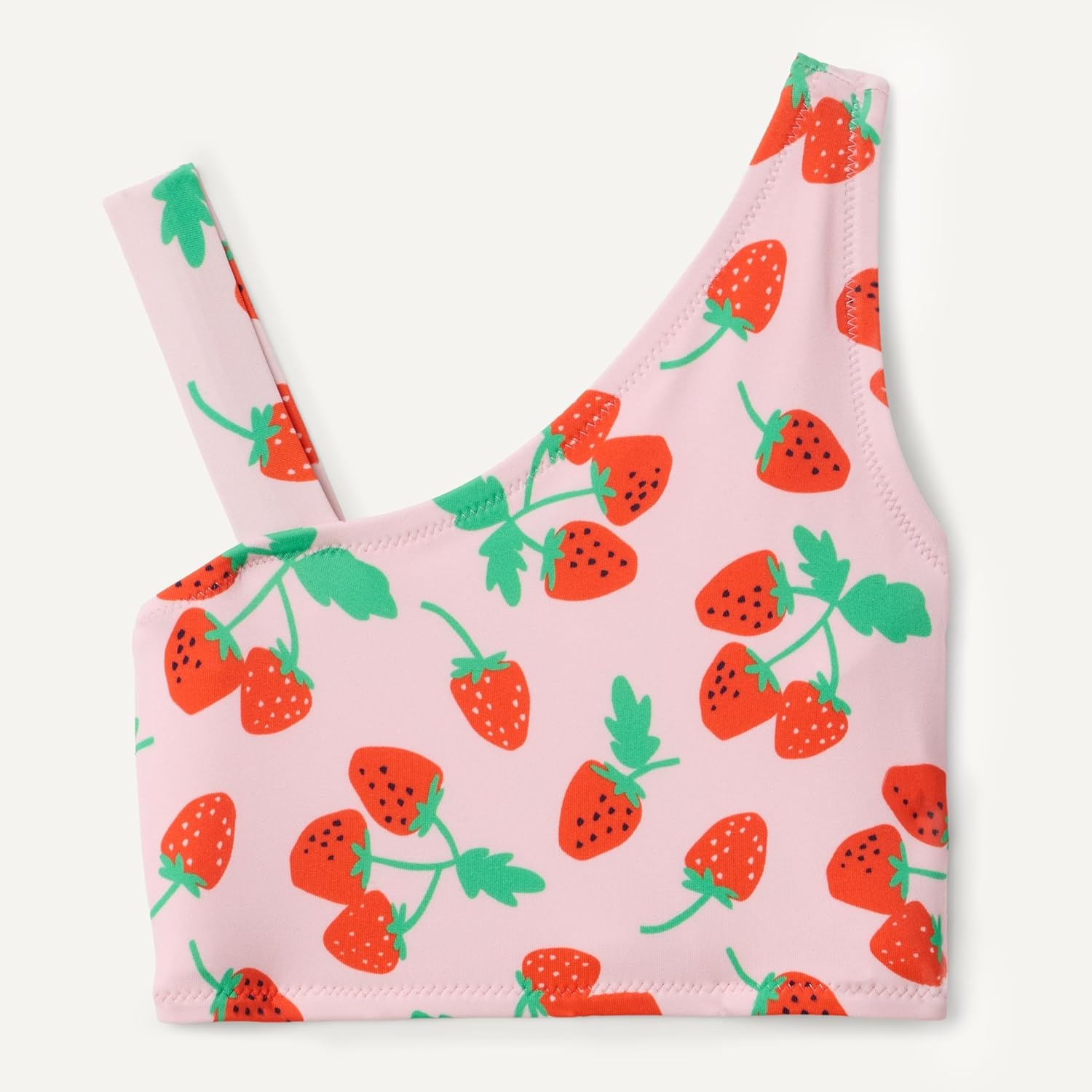 image:imageAmazon Essentials Girls One Shoulder TwoPiece Bikini Swim Set Slim FitPink Tomato Red Strawberries