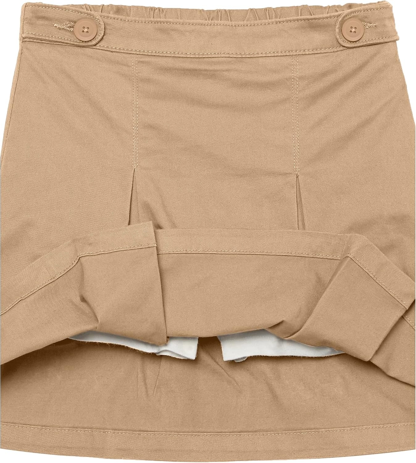 image:imageAmazon Essentials Girls Pleated Uniform Skorts with Builtin Shorts Pullon Stretchy MultipacksKhaki Brown