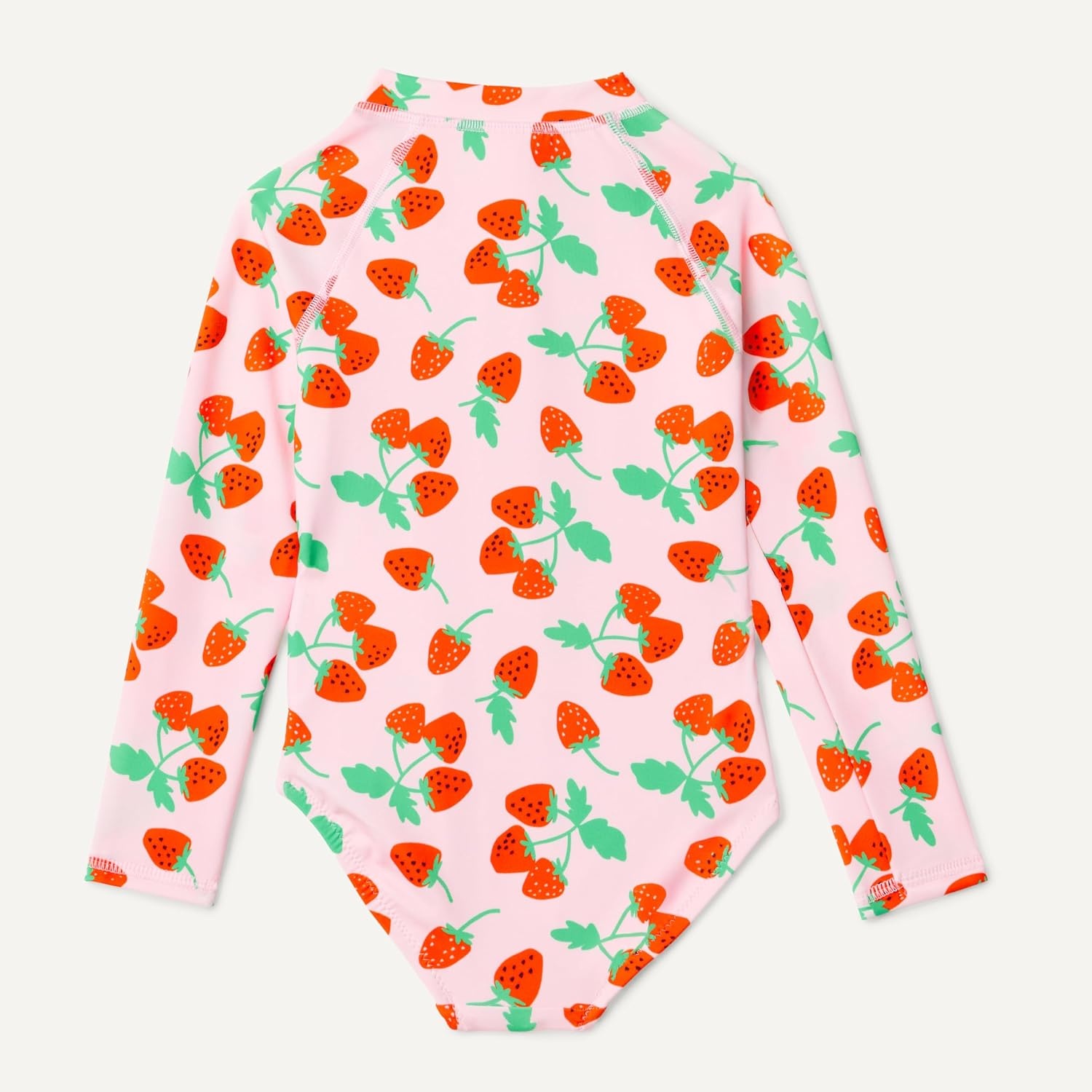 image:imageAmazon Essentials Girls Rash Guard OnePiece Swimsuit Long SleevePink Tomato Red Strawberries