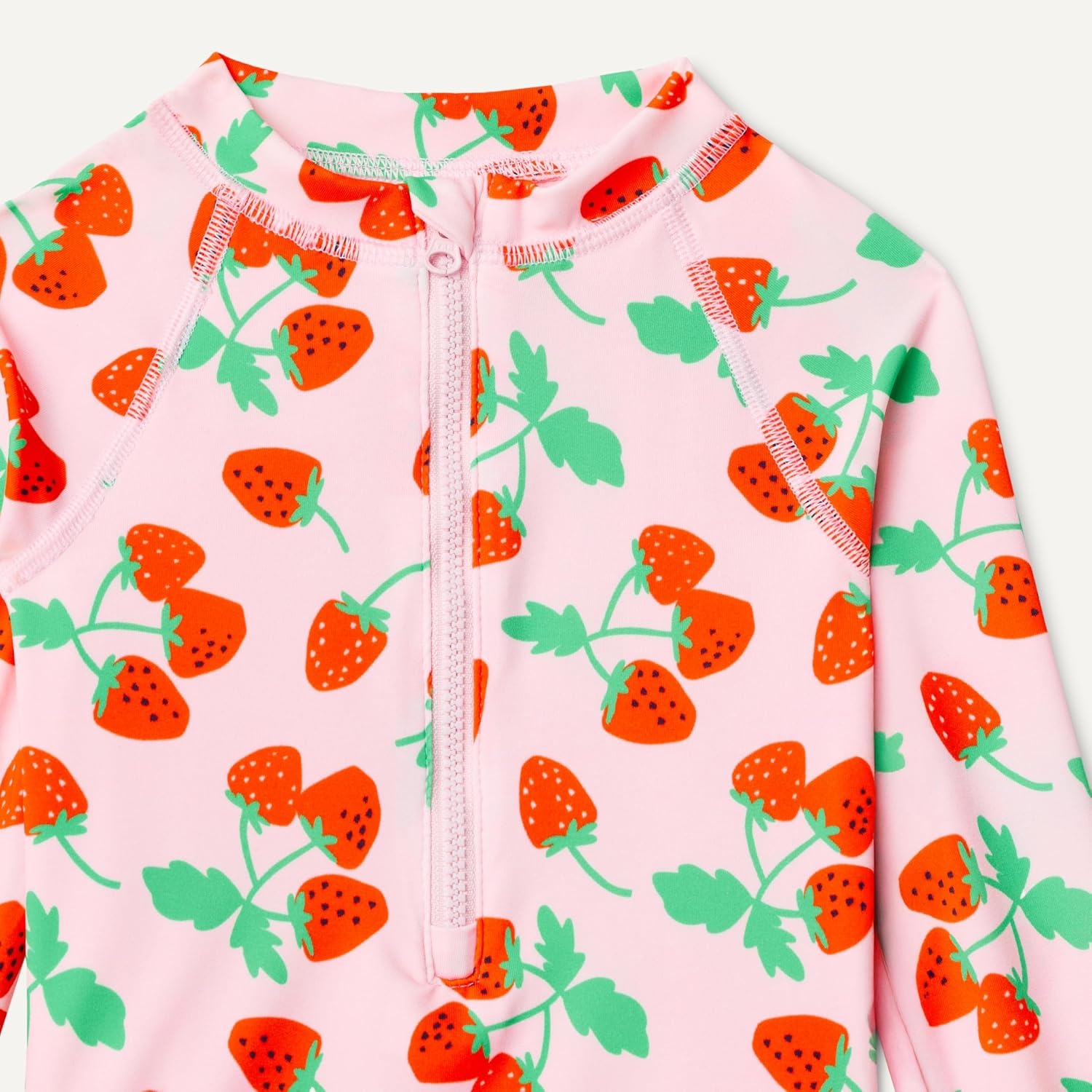 image:imageAmazon Essentials Girls Rash Guard OnePiece Swimsuit Long SleevePink Tomato Red Strawberries