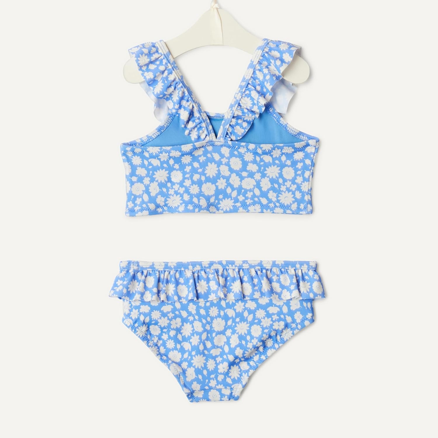image:imageAmazon Essentials Girls Ruffle TwoPiece Bikini Swim Set with CrissCross StrapsBlue Ditsy Floral