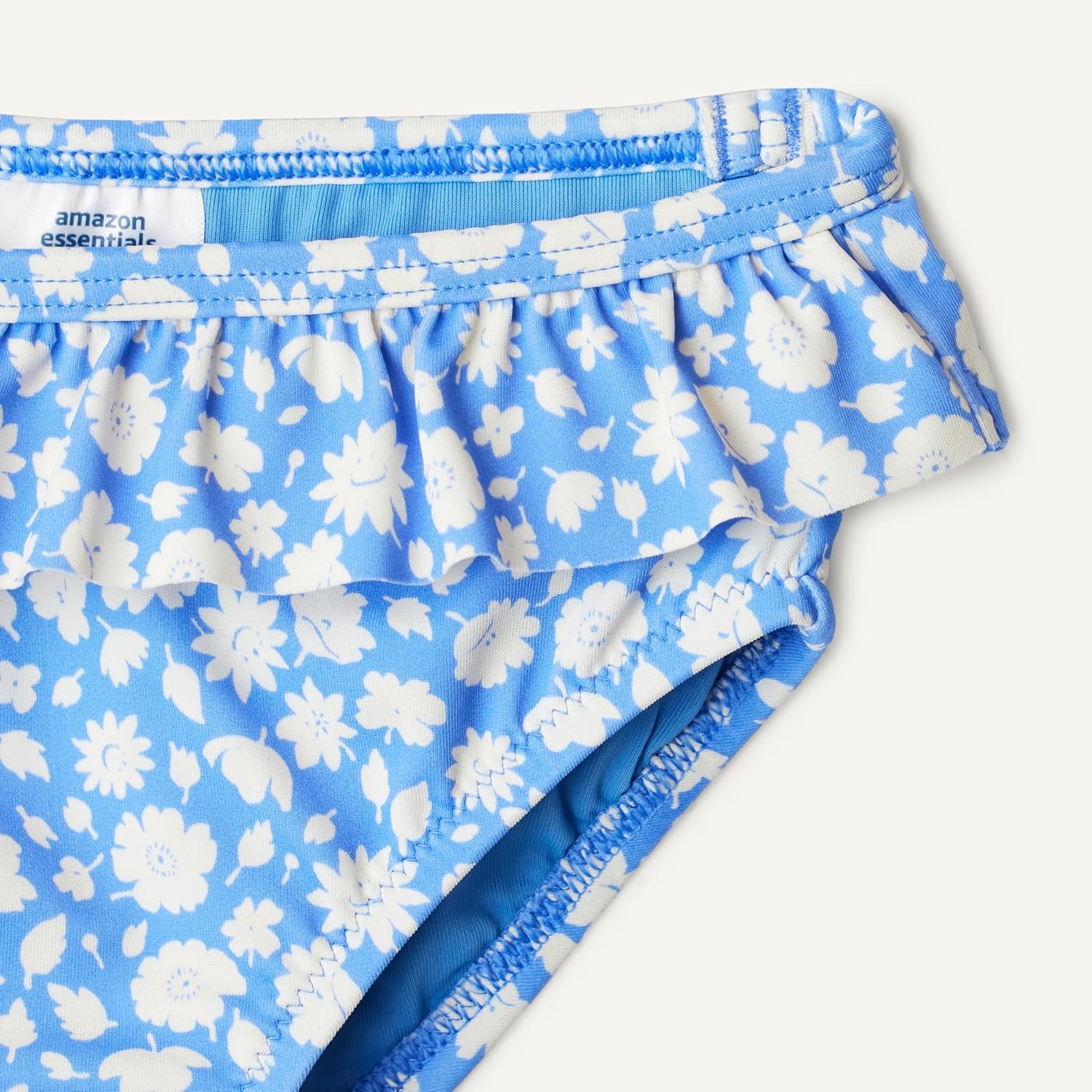 image:imageAmazon Essentials Girls Ruffle TwoPiece Bikini Swim Set with CrissCross StrapsBlue Ditsy Floral