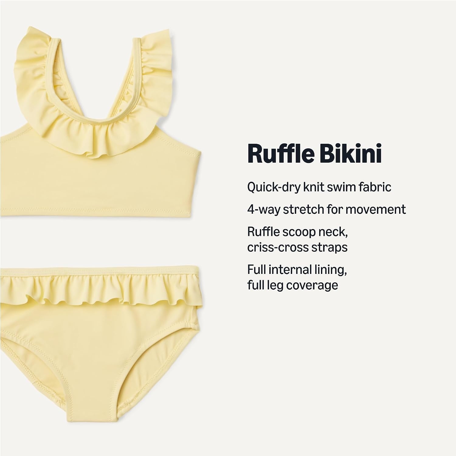 image:imageAmazon Essentials Girls Ruffle TwoPiece Bikini Swim Set with CrissCross StrapsLight Yellow