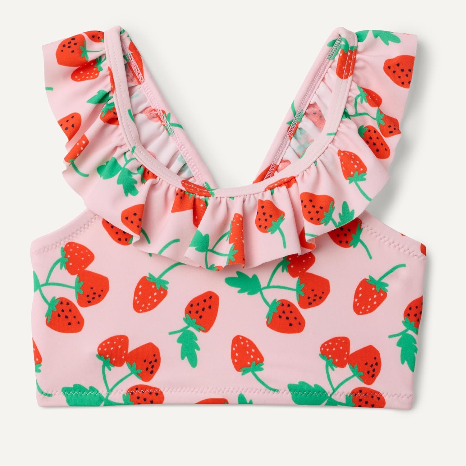 image:imageAmazon Essentials Girls Ruffle TwoPiece Bikini Swim Set with CrissCross StrapsPink Tomato Red Strawberries