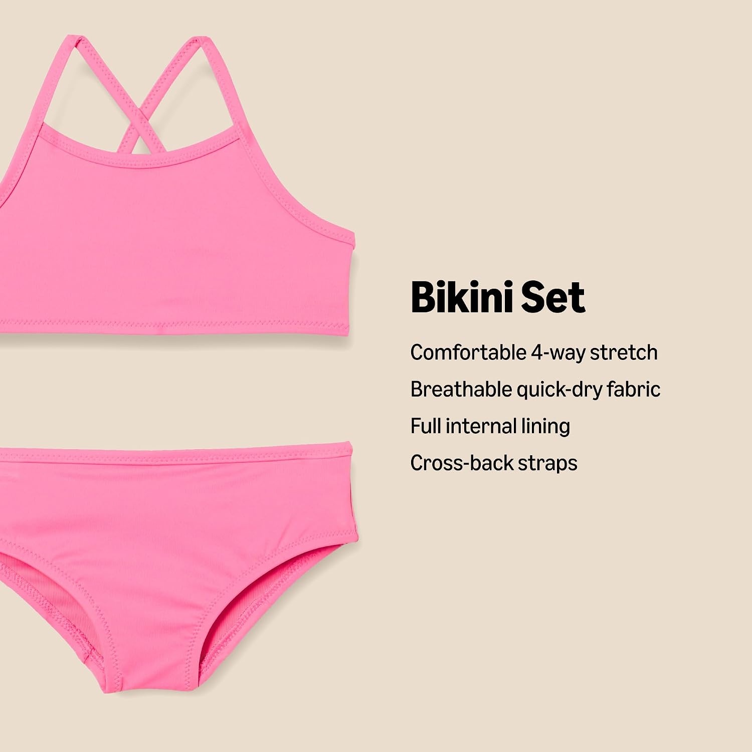 image:imageAmazon Essentials Girls and Toddlers Cross Back Bikini SetHot Pink