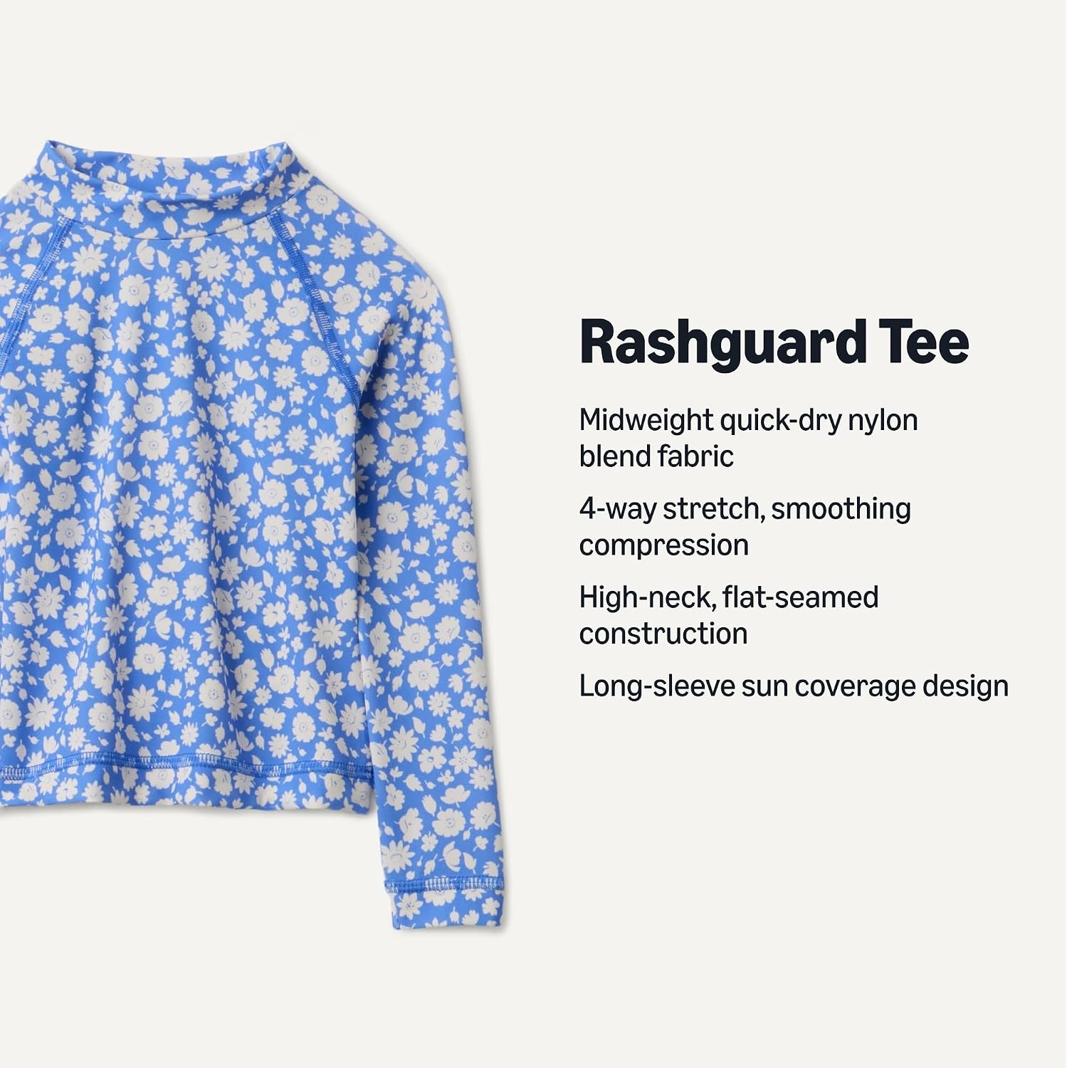 image:imageAmazon Essentials Girls and Toddlers Long Sleeve Swim Rashguard TShirtBlue Ditsy Floral