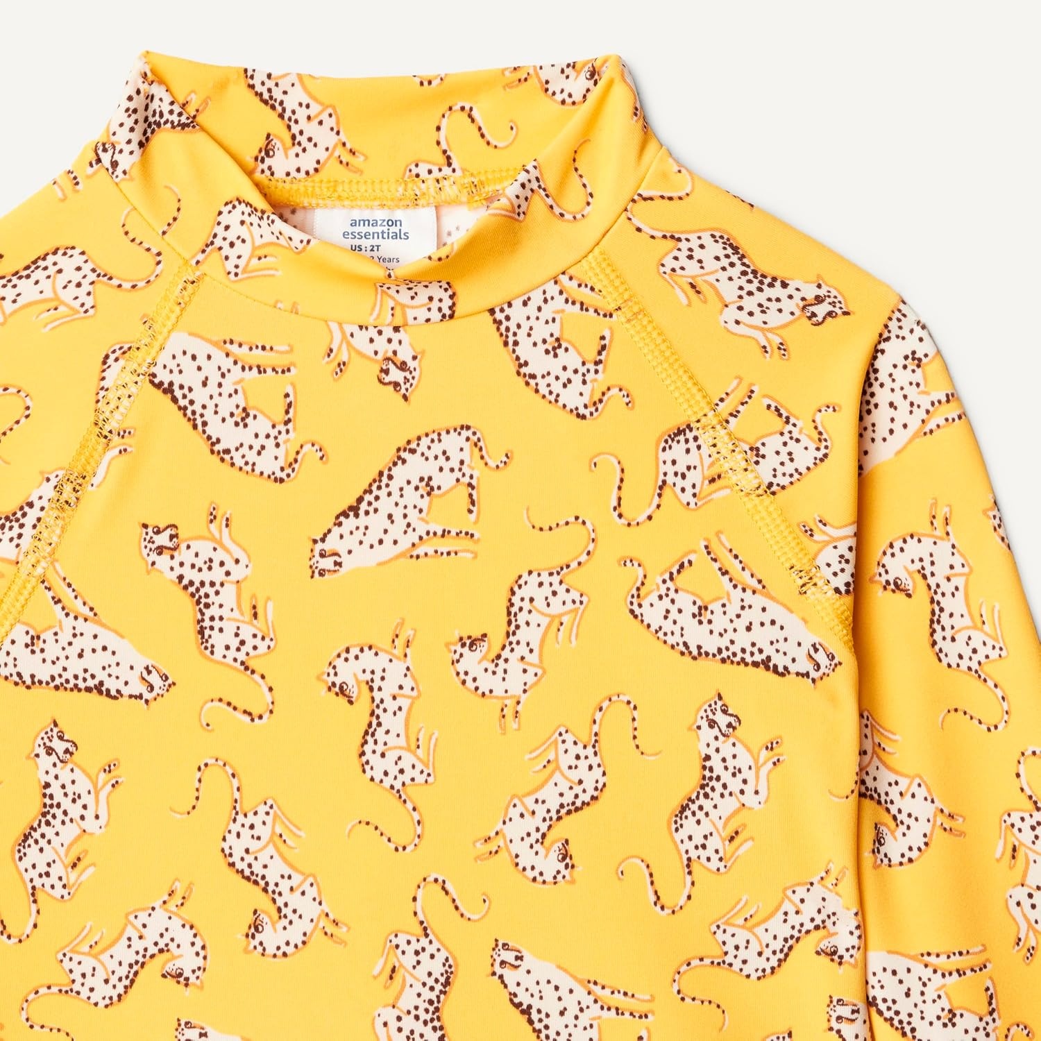 image:imageAmazon Essentials Girls and Toddlers Long Sleeve Swim Rashguard TShirtGolden Yellow Beige Leopard