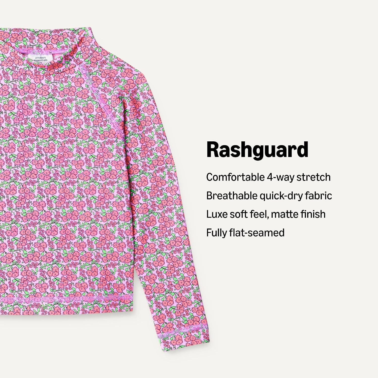 image:imageAmazon Essentials Girls and Toddlers Long Sleeve Swim Rashguard TShirtLilac Hot Pink Posey Floral
