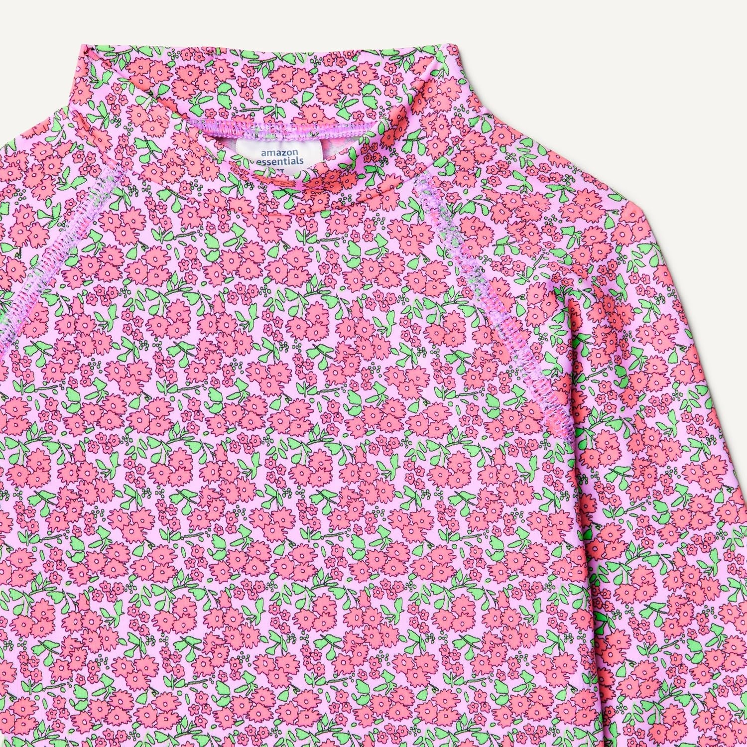 image:imageAmazon Essentials Girls and Toddlers Long Sleeve Swim Rashguard TShirtLilac Hot Pink Posey Floral
