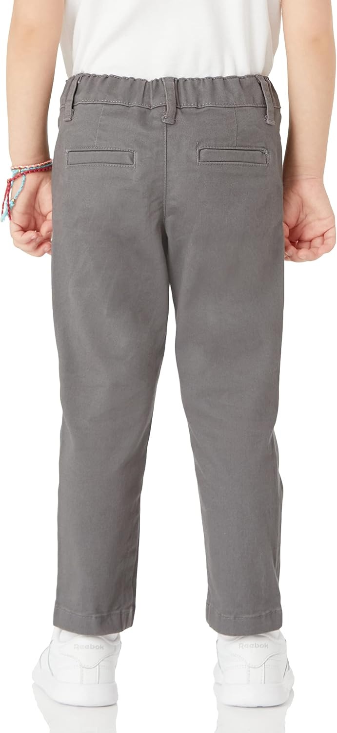 image:imageAmazon Essentials Girls and Toddlers School Uniform Straight Leg Adjustable Waist FlatFront Chino Pants Pack of 33pack Grey