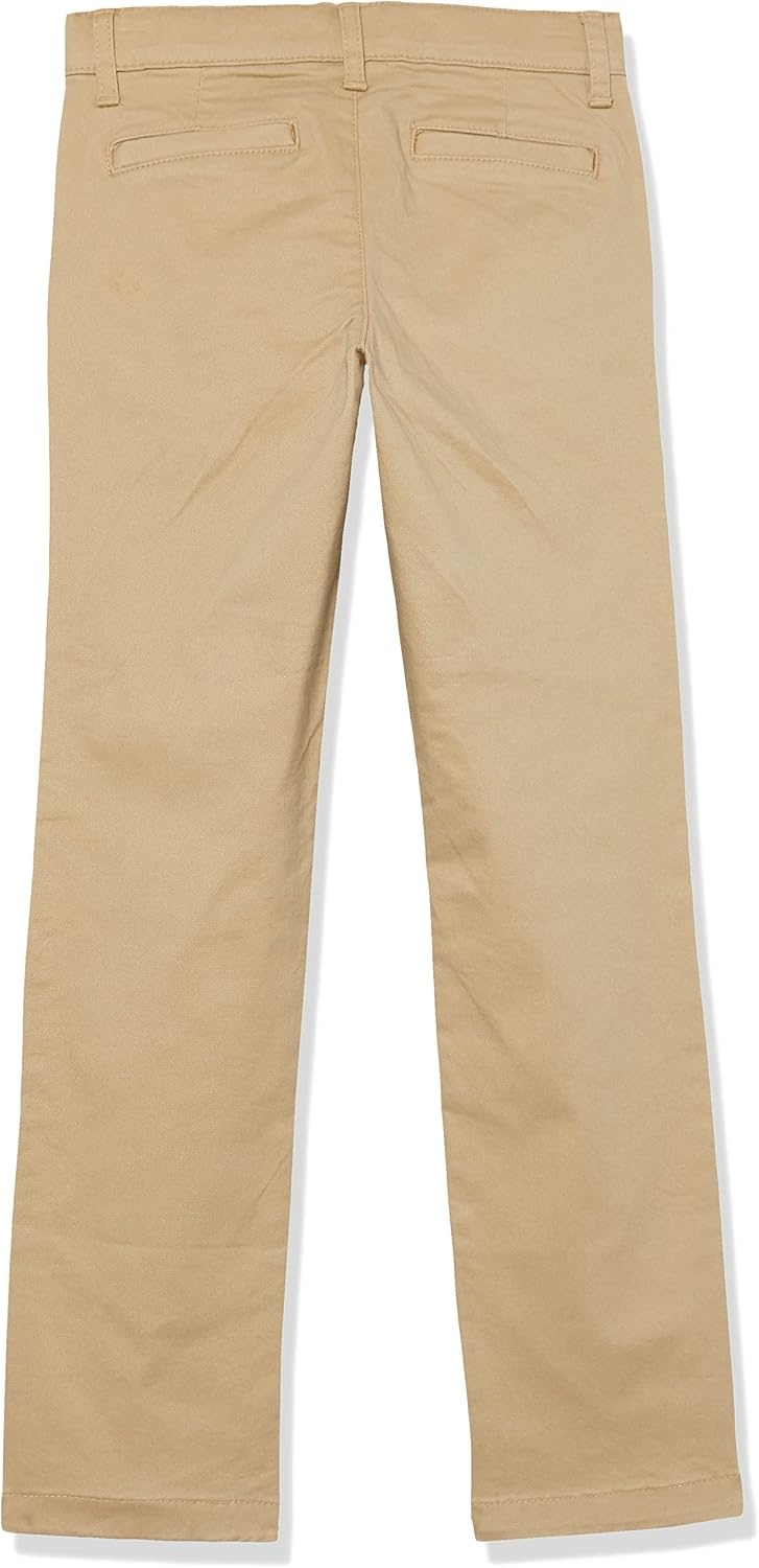 image:imageAmazon Essentials Girls and Toddlers School Uniform Straight Leg Adjustable Waist FlatFront Chino Pants Pack of 33pack Khaki