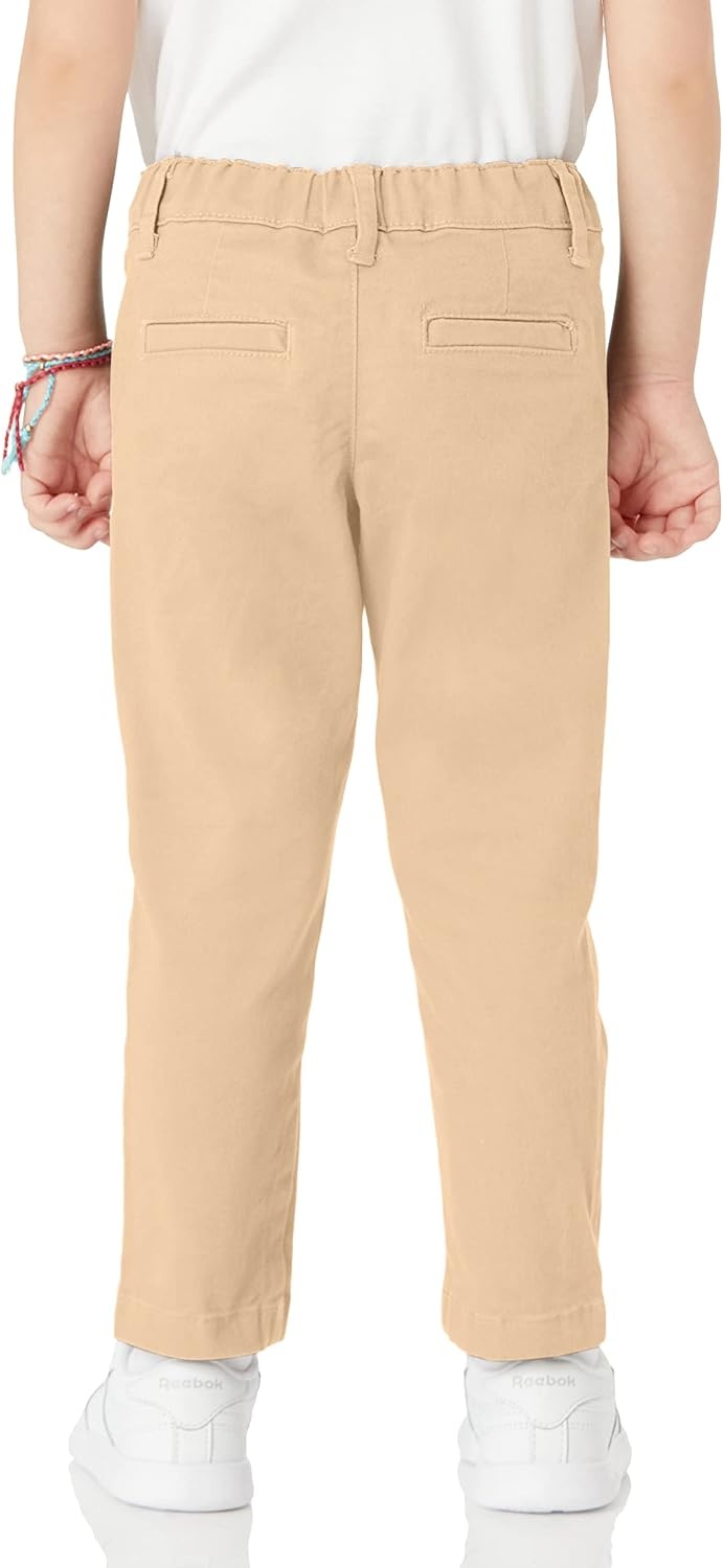 image:imageAmazon Essentials Girls and Toddlers School Uniform Straight Leg Adjustable Waist FlatFront Chino Pants Pack of 33pack Khaki