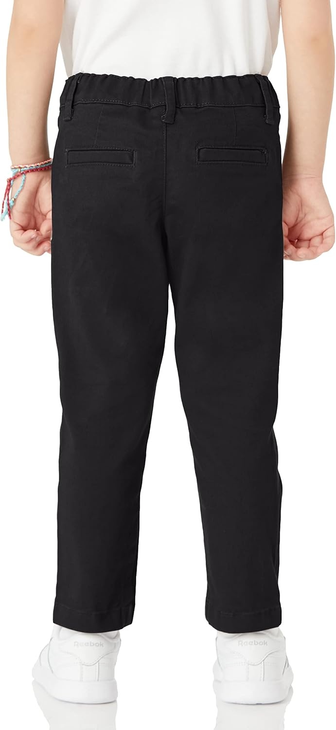 image:imageAmazon Essentials Girls and Toddlers School Uniform Straight Leg Adjustable Waist FlatFront Chino Pants Pack of 3Black