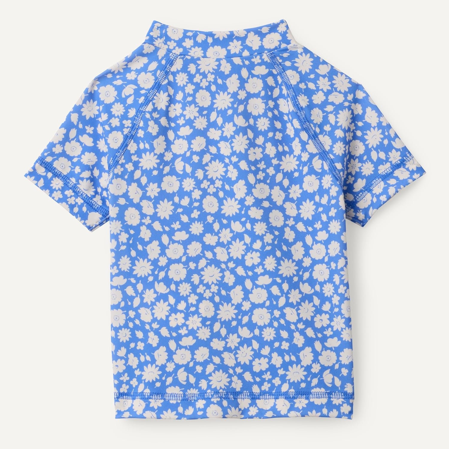 image:imageAmazon Essentials Girls and Toddlers Short Sleeve Slim Fit HighNeck Rashguard TShirtBlue Ditsy Floral