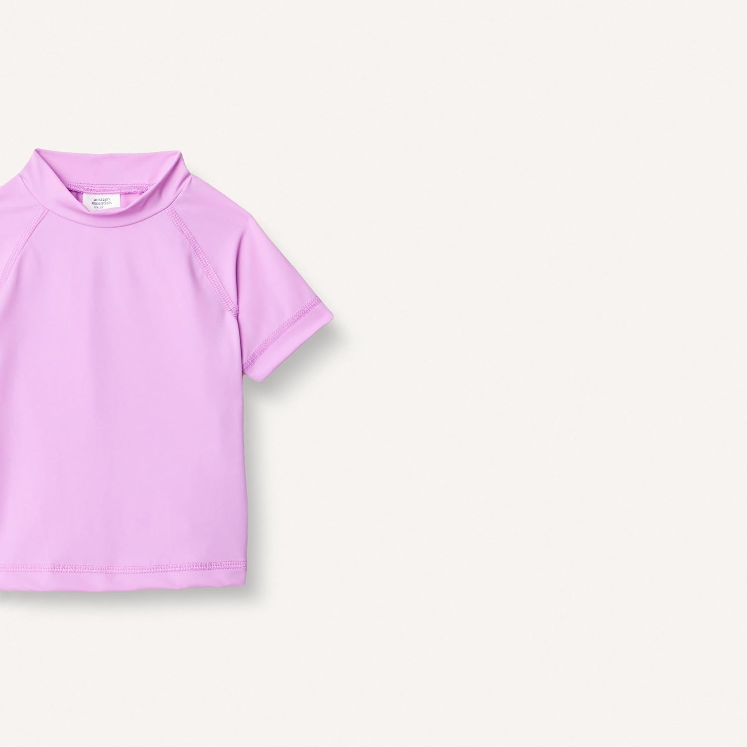 image:imageAmazon Essentials Girls and Toddlers Short Sleeve Slim Fit HighNeck Rashguard TShirtBright Lavender