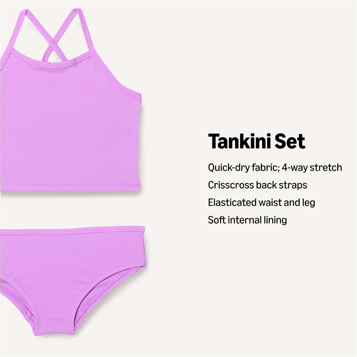 image:imageAmazon Essentials Girls and Toddlers Tankini SetBright Lavender