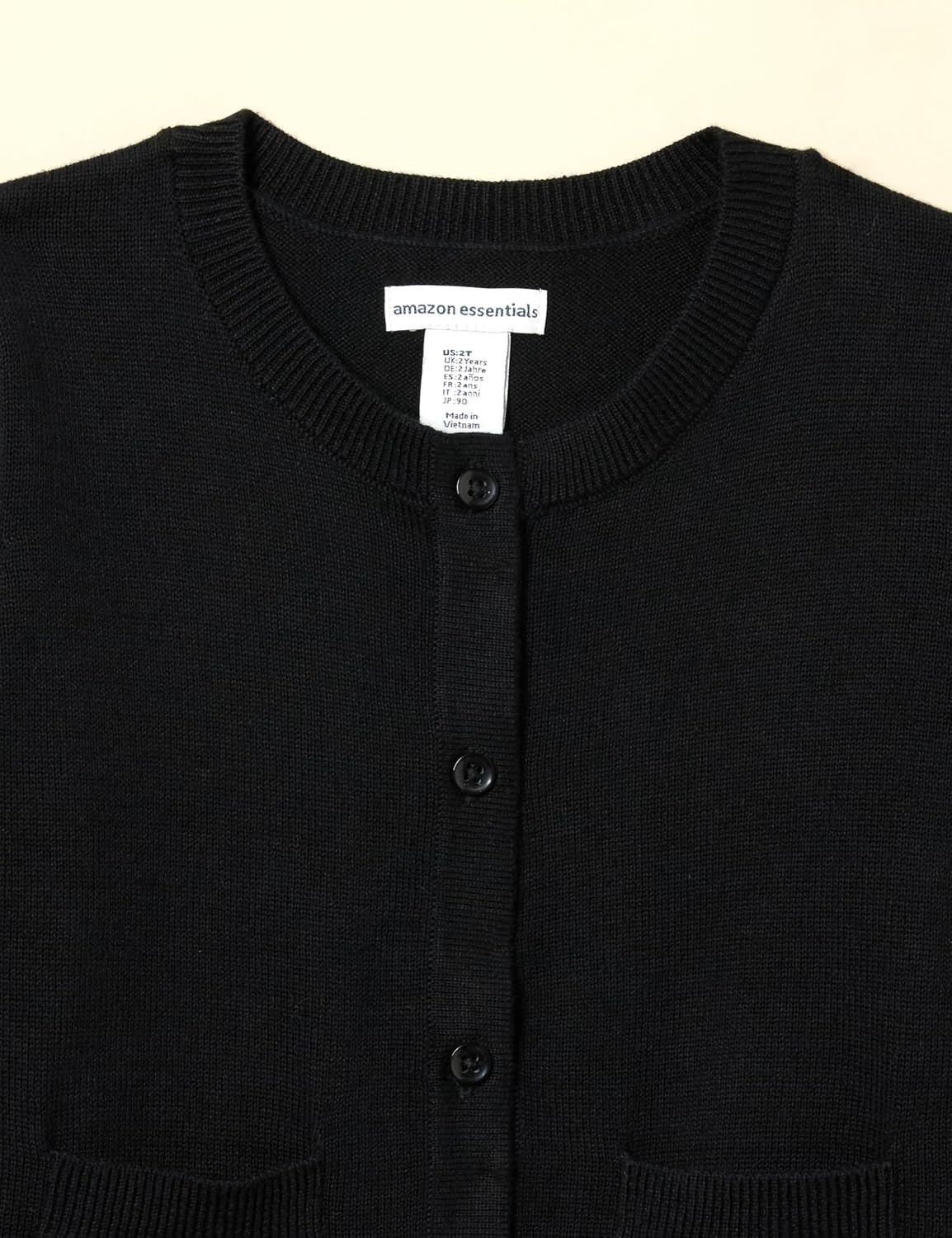image:imageAmazon Essentials Girls and Toddlers Uniform Slim Fit Crewneck Cardigan SweaterBlack