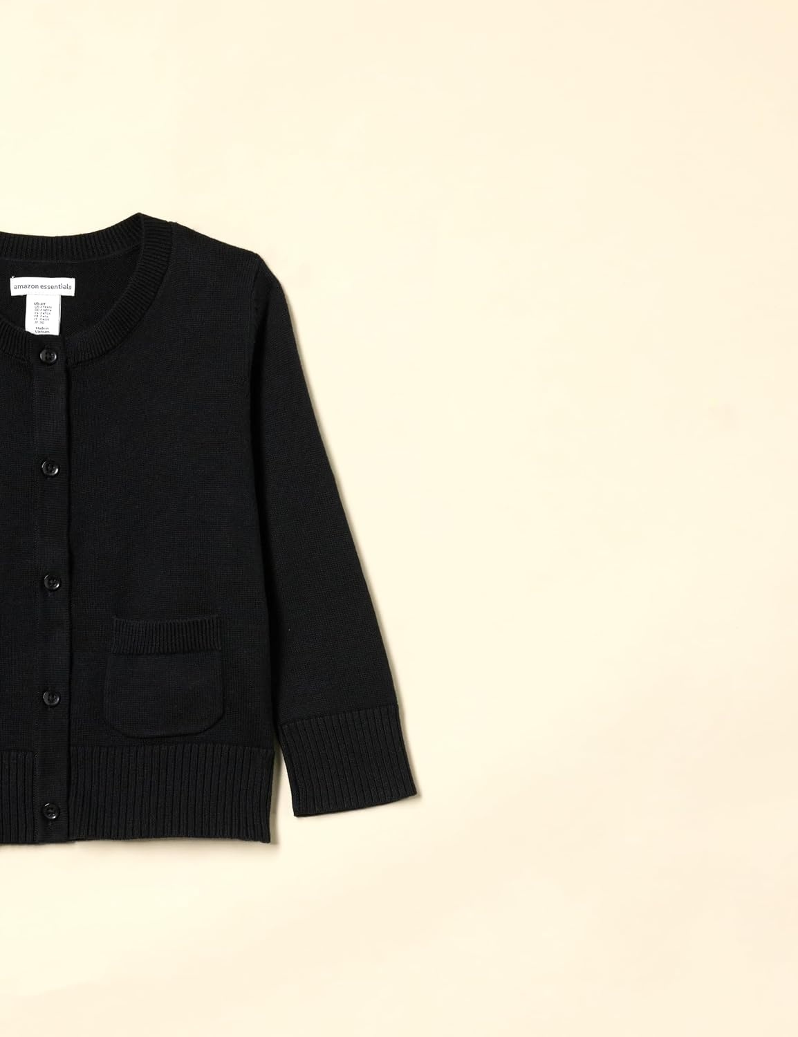 image:imageAmazon Essentials Girls and Toddlers Uniform Slim Fit Crewneck Cardigan SweaterBlack