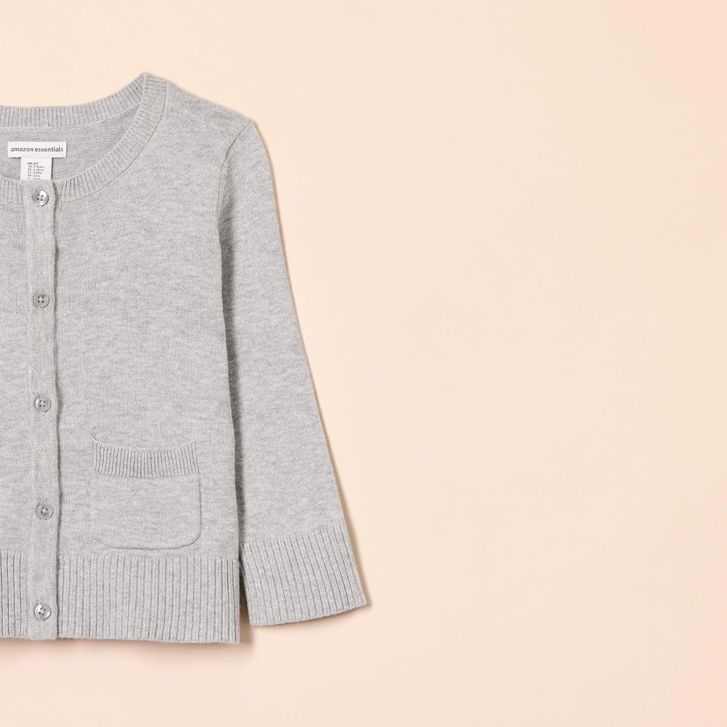 image:imageAmazon Essentials Girls and Toddlers Uniform Slim Fit Crewneck Cardigan SweaterLight Grey Heather