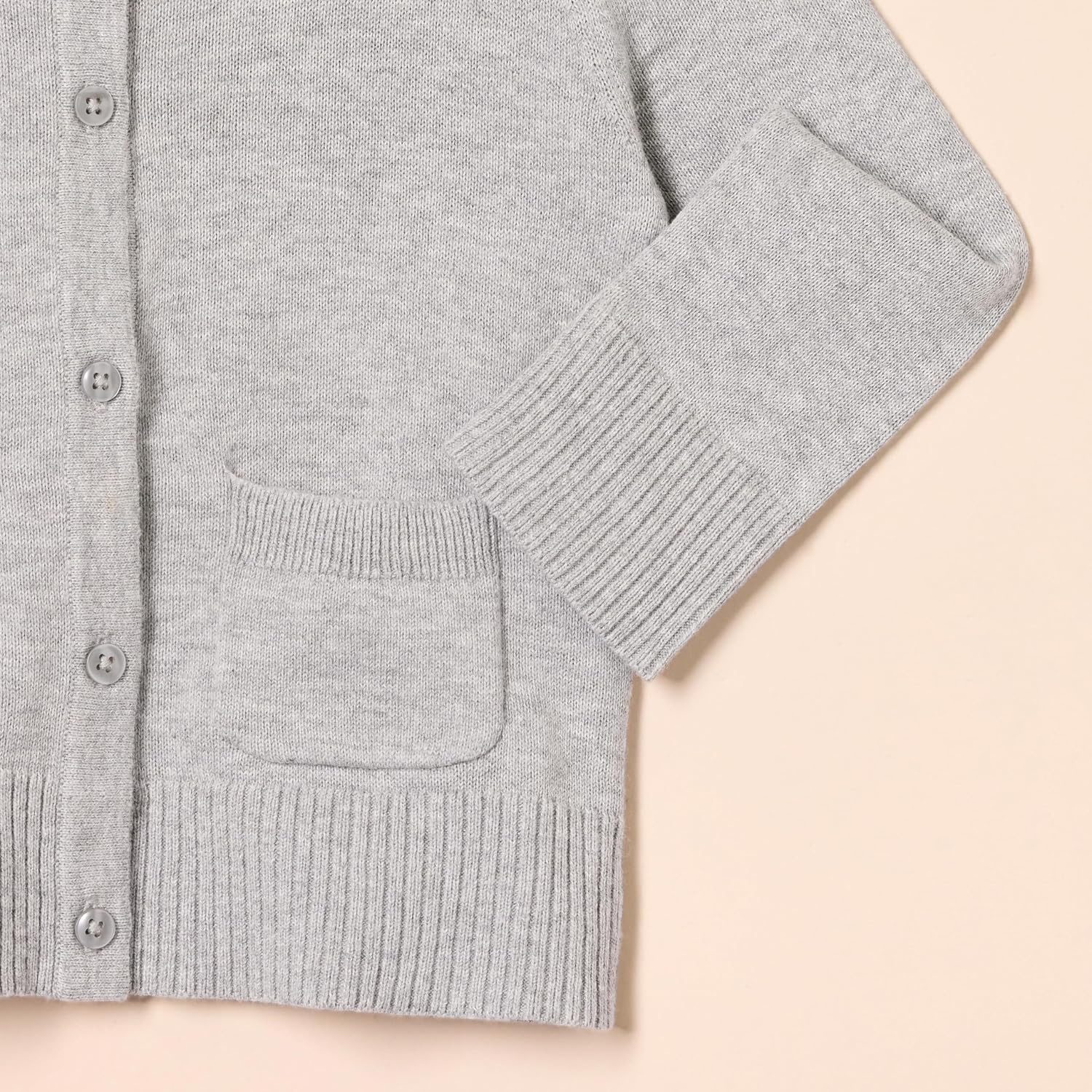 image:imageAmazon Essentials Girls and Toddlers Uniform Slim Fit Crewneck Cardigan SweaterLight Grey Heather