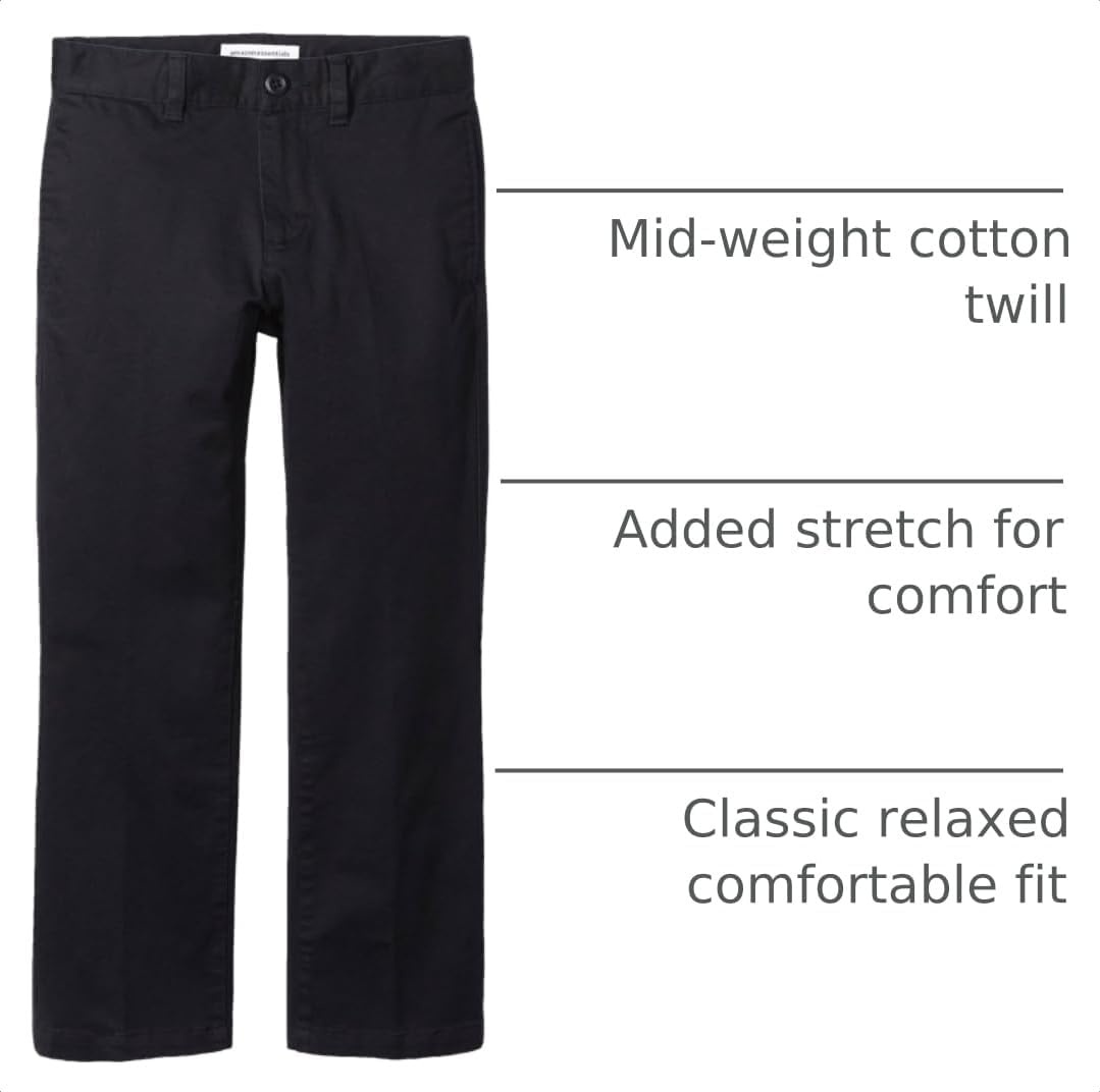 image:imageAmazon Essentials Toddler Boys School Uniform StraightFit FlatFront Chino Pants with Adjustable Elastic Waist MultipackBlack