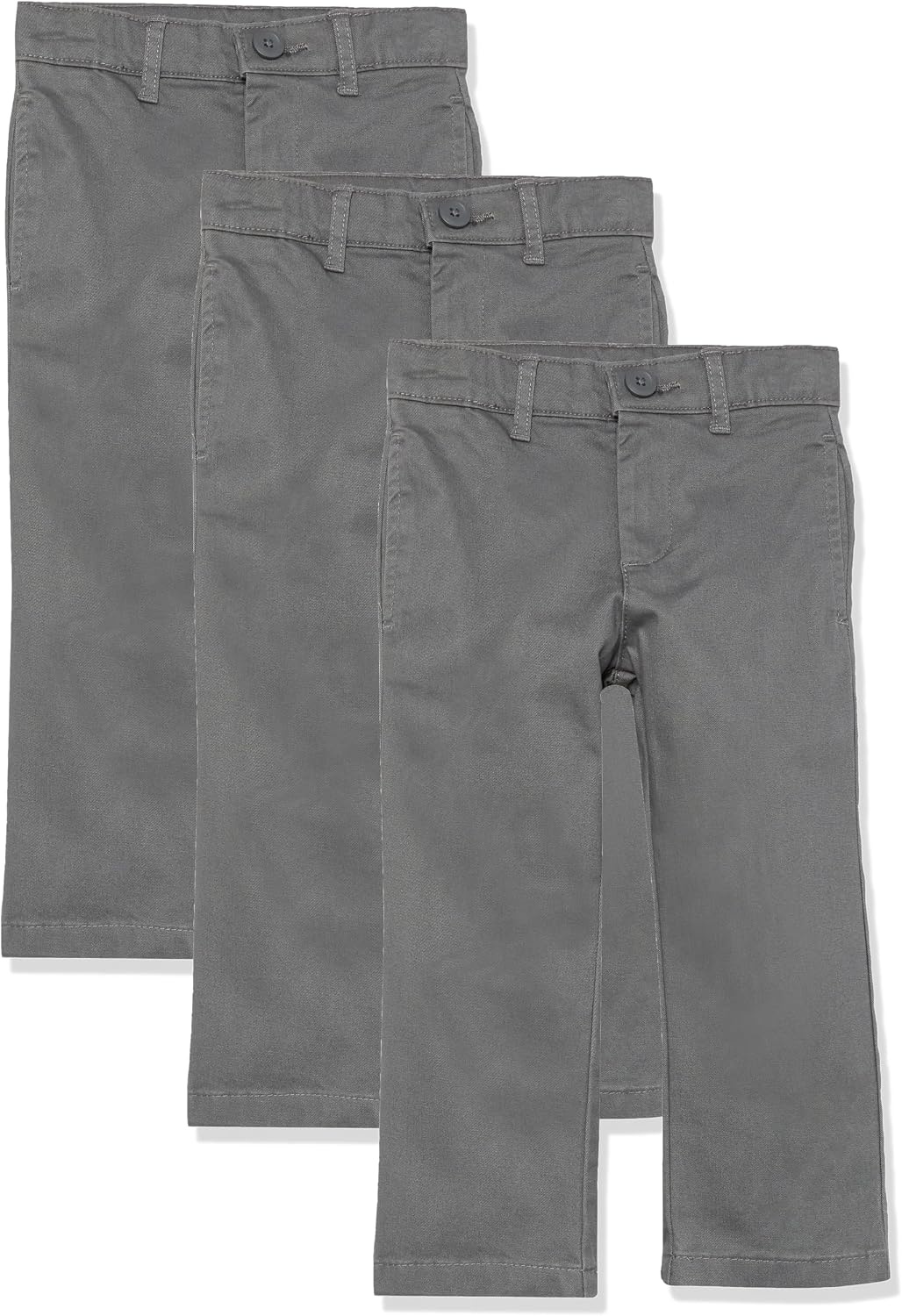 image:imageAmazon Essentials Toddler Boys School Uniform StraightFit FlatFront Chino Pants with Adjustable Elastic Waist MultipackGrey