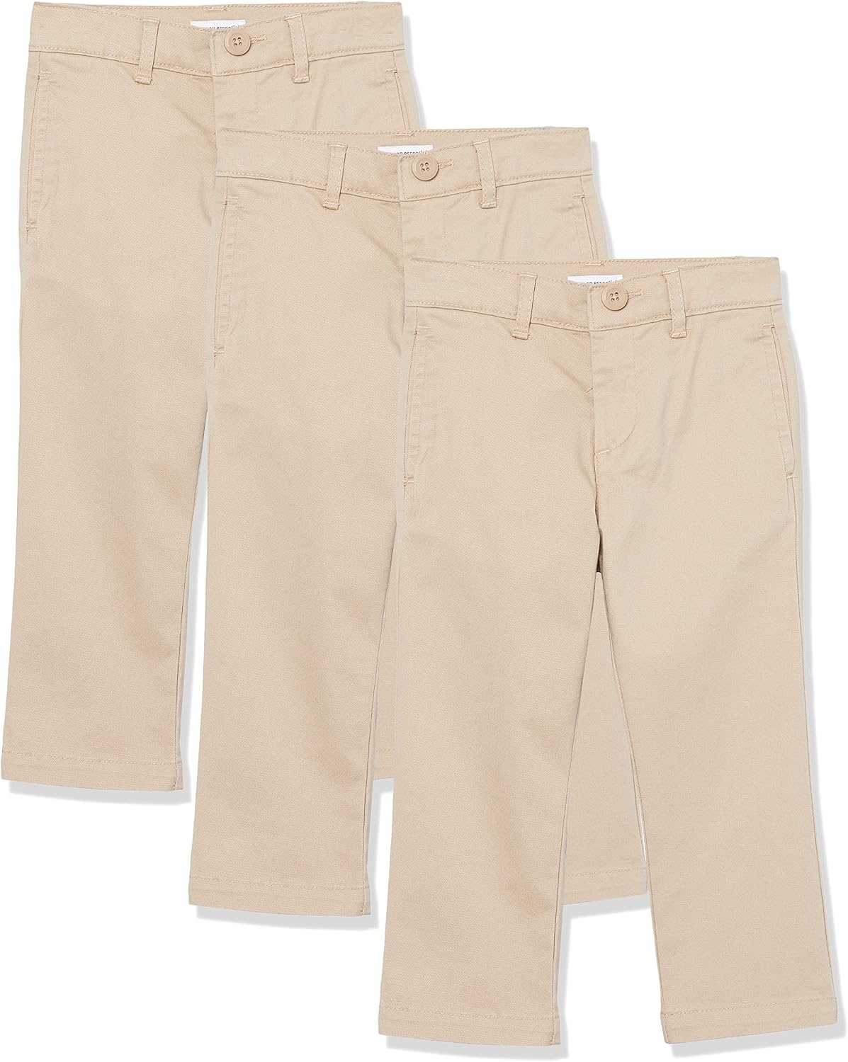 image:imageAmazon Essentials Toddler Boys School Uniform StraightFit FlatFront Chino Pants with Adjustable Elastic Waist MultipackLight Khaki Brown