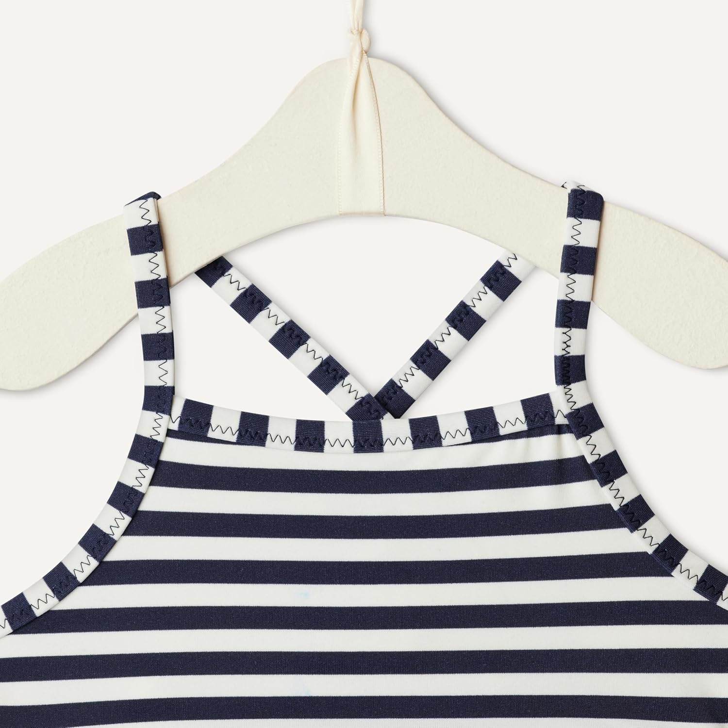 image:imageAmazon Essentials x Sofia Grainge Toddler and Baby Girls Two Piece Swimsuit with Crisscross Straps DoubleLayer FlounceIvory Navy Even Stripe