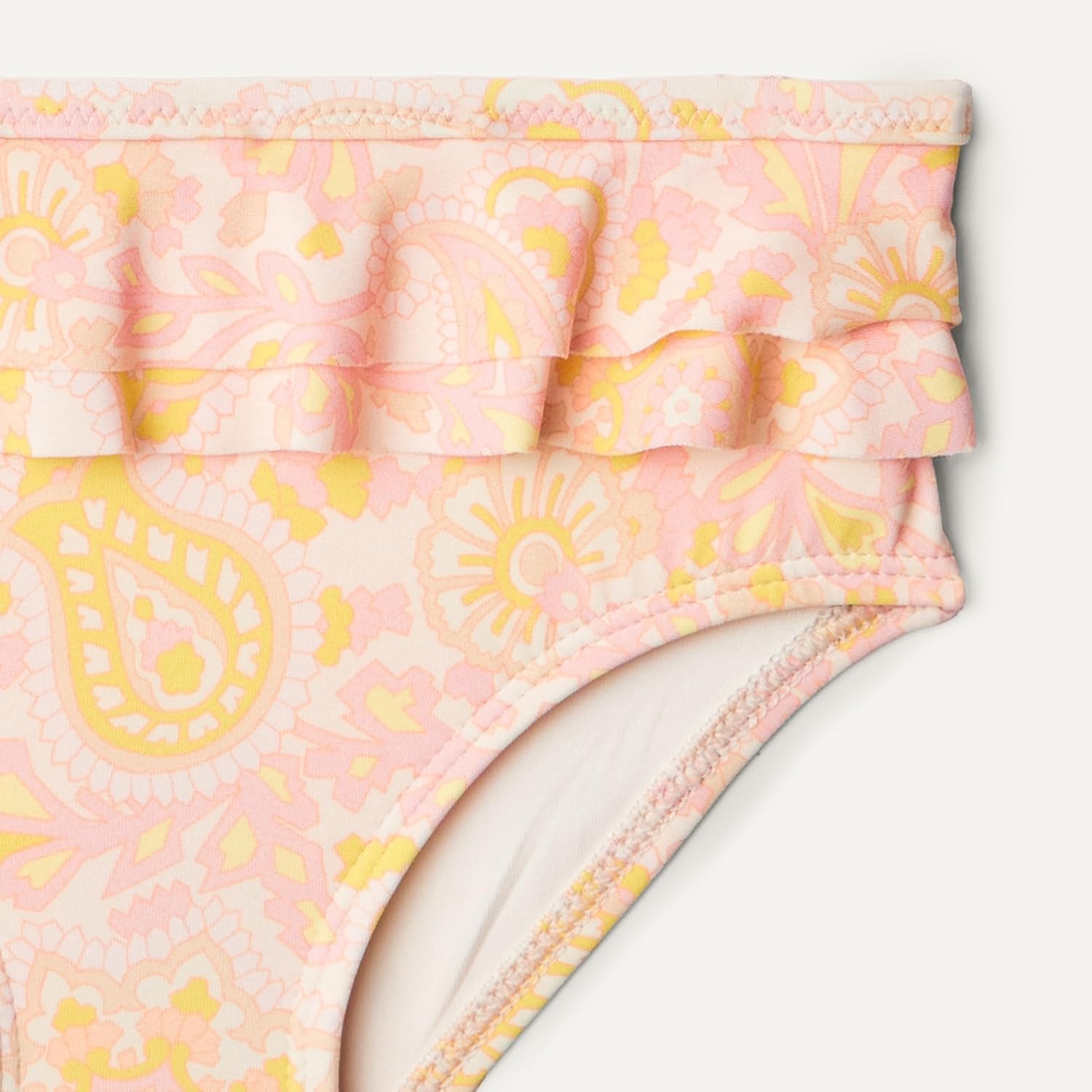 image:imageAmazon Essentials x Sofia Grainge Toddler and Baby Girls Two Piece Swimsuit with Crisscross Straps DoubleLayer FlounceShell Pink Ornate Paisley