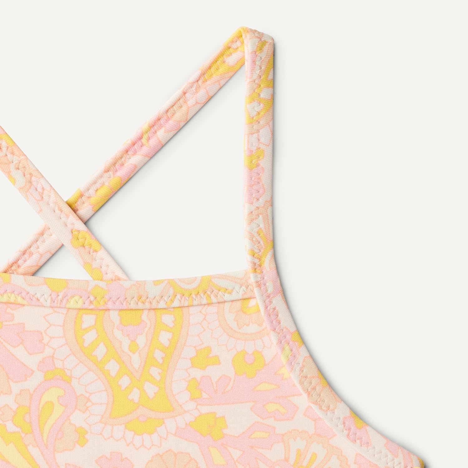image:imageAmazon Essentials x Sofia Grainge Toddler and Baby Girls Two Piece Swimsuit with Crisscross Straps DoubleLayer FlounceShell Pink Ornate Paisley
