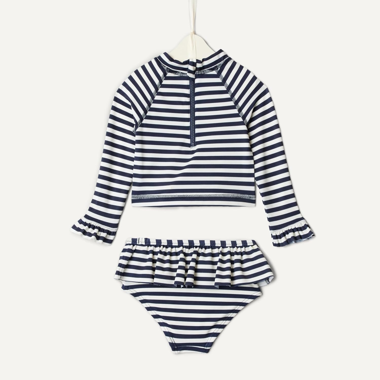 image:imageAmazon Essentials x Sofia Grainge Toddlers and Baby Girls TwoPiece Long Sleeve Rashguard Set MultipacksIvory Navy Even Stripe
