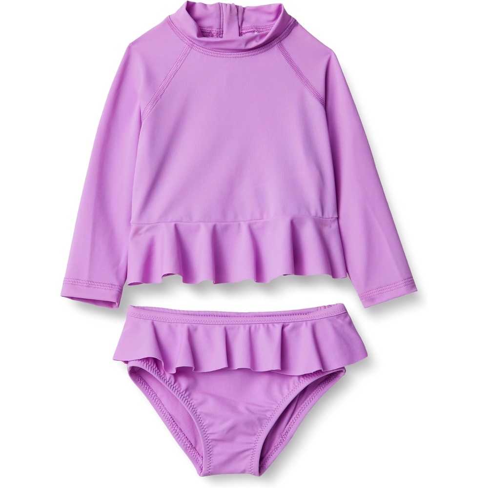 image:imageAmazon Essentials Baby Girls LongSleeve Ruffle Rashguard SetBright Lavender