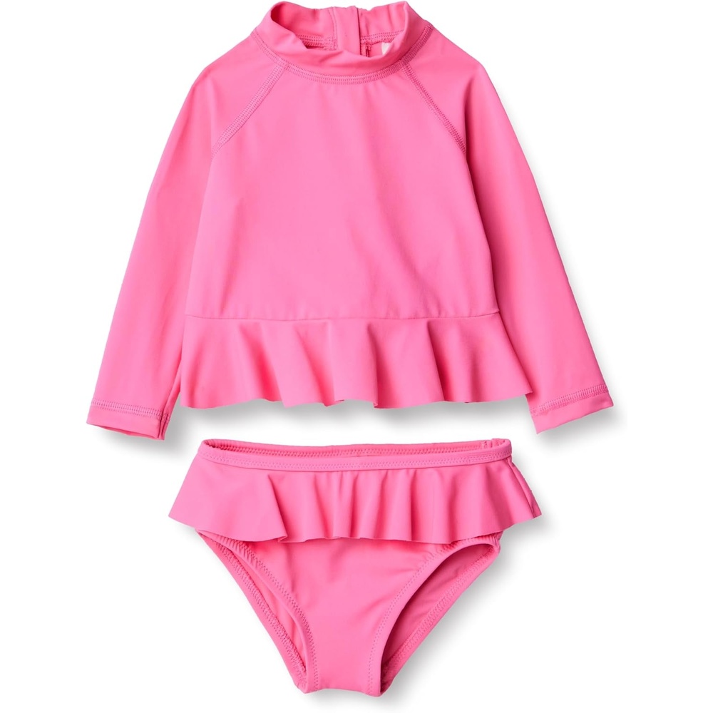 image:imageAmazon Essentials Baby Girls LongSleeve Ruffle Rashguard SetHot Pink