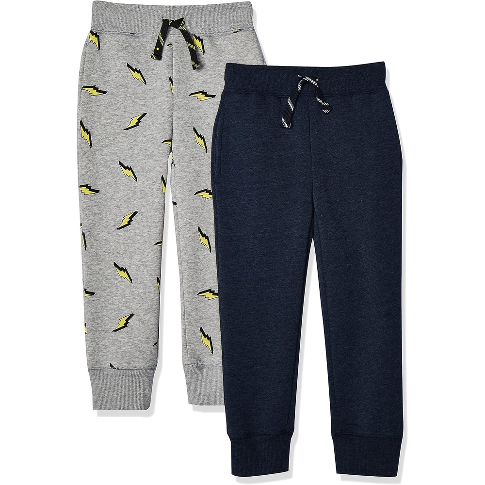 image:imageAmazon Essentials Boys and Toddlers Fleece Jogger SweatpantsGreyNavy Heather