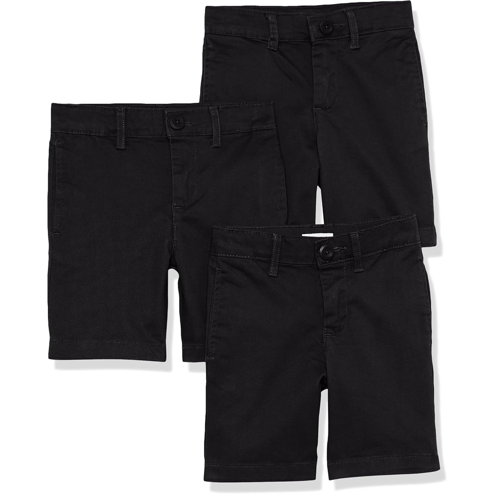 image:imageAmazon Essentials Boys and Toddlers School Uniform Woven FlatFront Shorts with Elastic Waist3pack Black